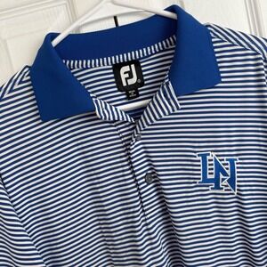 FootJoy Golf Polo Men's S Blue White Stripe Trump National‎ Charlotte Logo Shirt